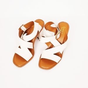 Franco sarto leather block heel crisscross sandals